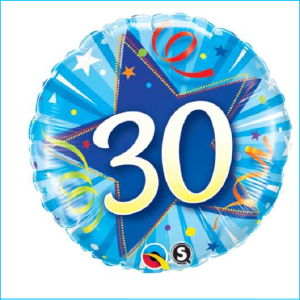 Foil 30th Birthday Shining Star Blue 45c