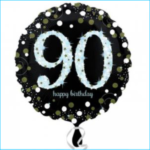 Foil 90th Birthday Holographic Black & S