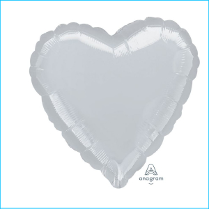 Foil 90cm Heart Metallic Silver