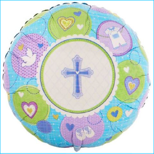 Foil Communion Cross with Doves Blue 45c