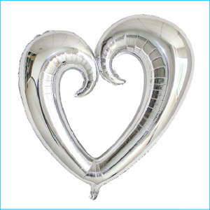 Foil 75cm Scroll Heart Silver