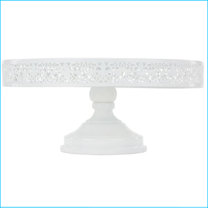 Cake Stand White Glossy Lace 14"