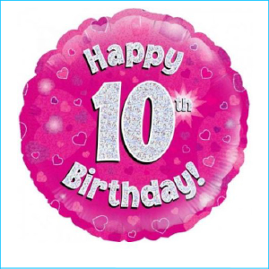 Foil 10th Birthday Holographic Pink 45cm