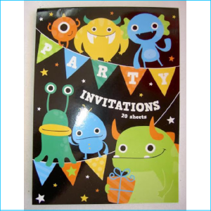 Invitation Pad Monster Party Pk 20