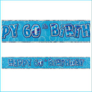 Happy 60th Birthday Blue Foil Banner 365