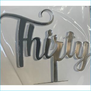 Cake Topper Thirty Silver