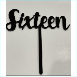 Cake Topper Sixteen Black