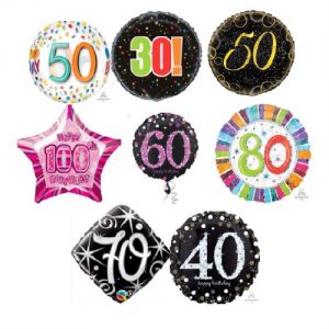Helium Quality Ages 30-100 Birthday Foils Unfilled