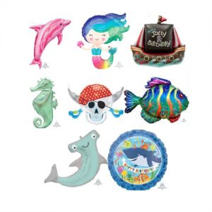 Helium Quality Mermaid, Pirate & Sea Life Foils Unfilled