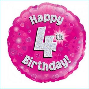 Foil 4th Birthday Holographic Pink 45cm