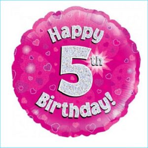 Foil 5th Birthday Hologpraphic Pink 45cm