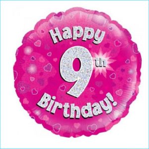 Foil 9th Birthday Holographic Pink 45cm