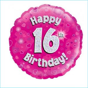 Foil 16th Birthday Holographic Pink 45cm