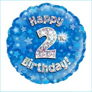 Foil 2nd Birthday Holographic Blue 45cm