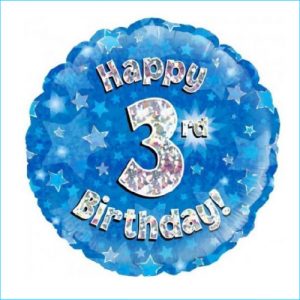 Foil 3rd Birthday Holographic Blue 45cm