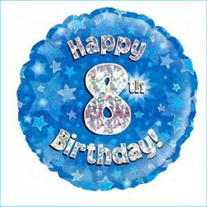 Foil 8th Birthday Holographic Blue 45cm