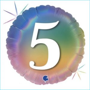 Foil 5th Birthday Pastel Rainbow 45cm