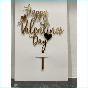 Cake Topper Happy Valentines Day B Gold