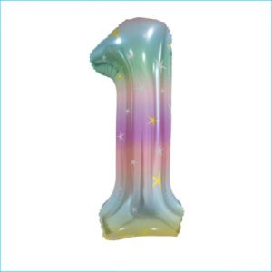 Foil 86cm Pastel Rainbow Number 1