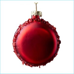 Bauble Glass Macaron Red 7cm