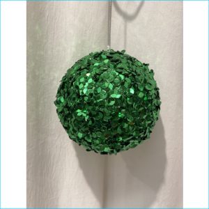 Bauble Glitter Sequin Green 10cm