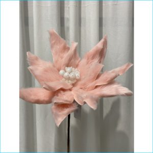 Spray Poinsettia Fur Pink White 57cm