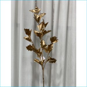 Spray Holly Leaf Gold Metallic
