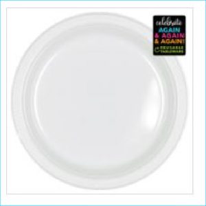 White Round Plastic Plates Pk20 23cm