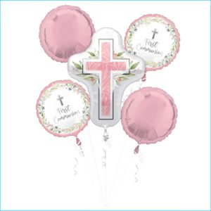 Foil Bouquet First Communion Pink Set 5