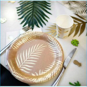 Gold Palm Leaf Paper Plate Pk 8
