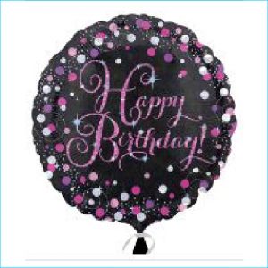 Foil Happy Birthday Black & Pink 45cm