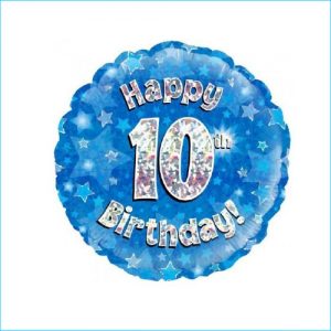 Foil 10th Birthday Holographic Blue 45cm