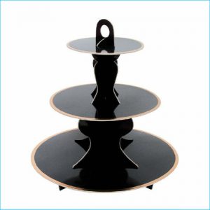 Cupcake Stand 3 Tier Black Gold 11.5"