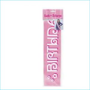 Birthday Girl Satin Sash Pink and White