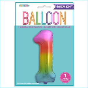 Foil 86cm Rainbow Number 1 M