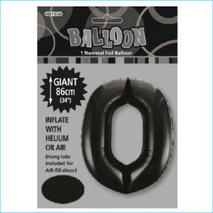 Foil 86cm Black Number 0 Meteor