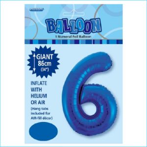 Foil 86cm Blue Number 6 Meteor