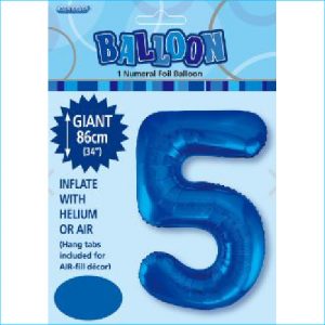 Foil 86cm Blue Number 5