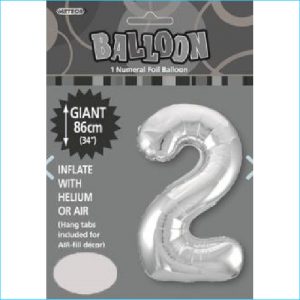 Foil 86cm Silver Number 2 Meteor