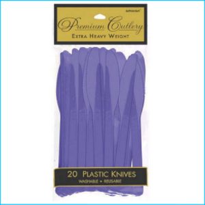 Purple Plastic Knives Pk 20
