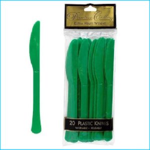 Dark Green Plastic Knives Pk 20