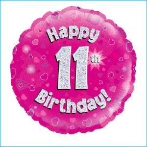 Foil 11th Birthday Holographic Pink 45cm