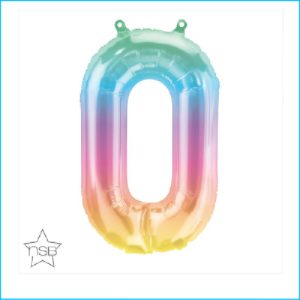 Foil Airfill Rainbow Ombre Number 0 40cm