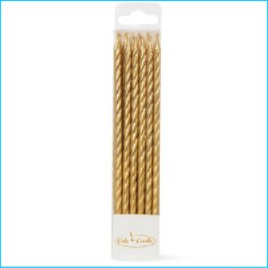 Candle Tall Gold Spiral Pk 12