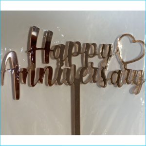 Cake Topper Happy Anniversary Rose Gold