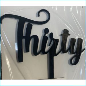 Cake Topper Thirty Black