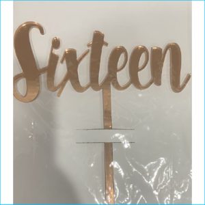 Cake Topper Sixteen Rose Gold