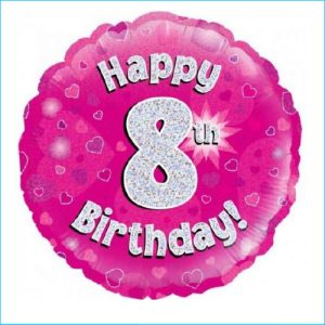 Foil 8th Birthday Holographic Pink 45cm