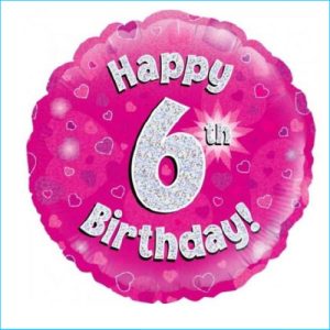 Foil 6th Birthday Holographic Pink 45cm