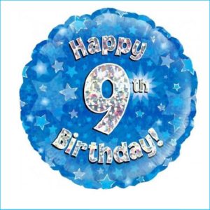 Foil 9th Birthday Holographic Blue 45cm
